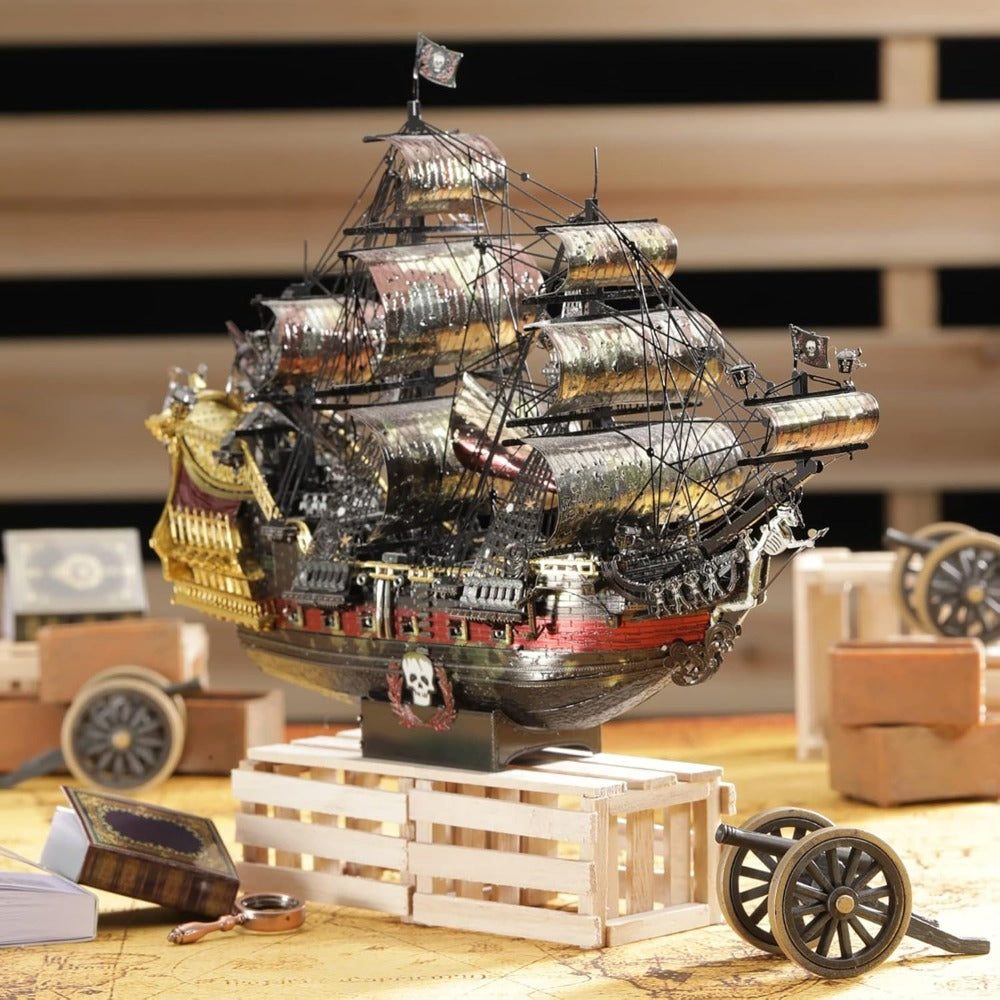 Piececool 3D Metal Puzzles for Adults, The Queen Anne's Revenge Pirate Ship Model Kits 439pcs