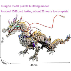 Mechanical 3D Metal Puzzles Chinese Dragon for Adults with Light 1300pcs