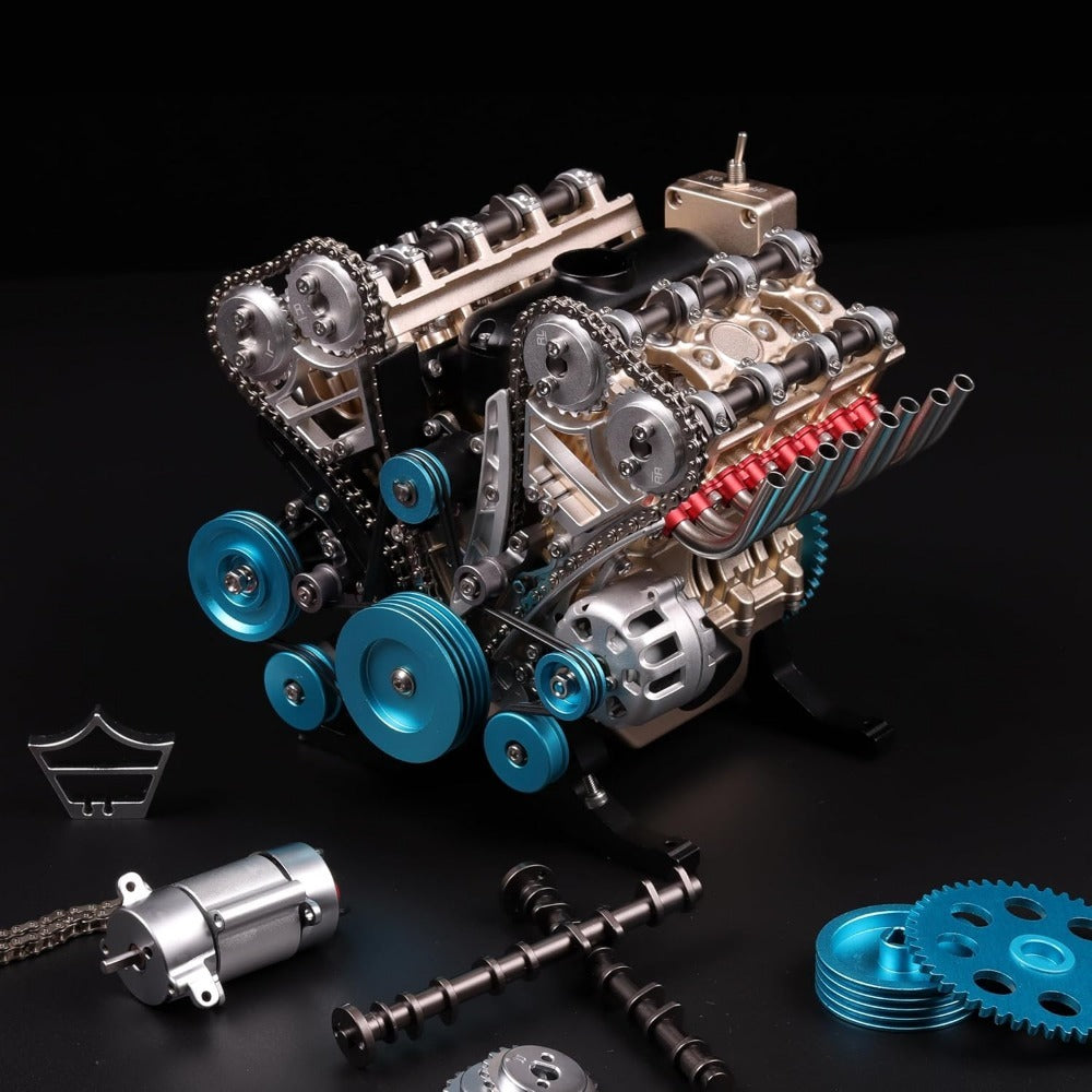 Teching V8 Engine Model kit That Runs Mechanical Metal Assembly DIY Car Engine Model Kit 500+Pcs