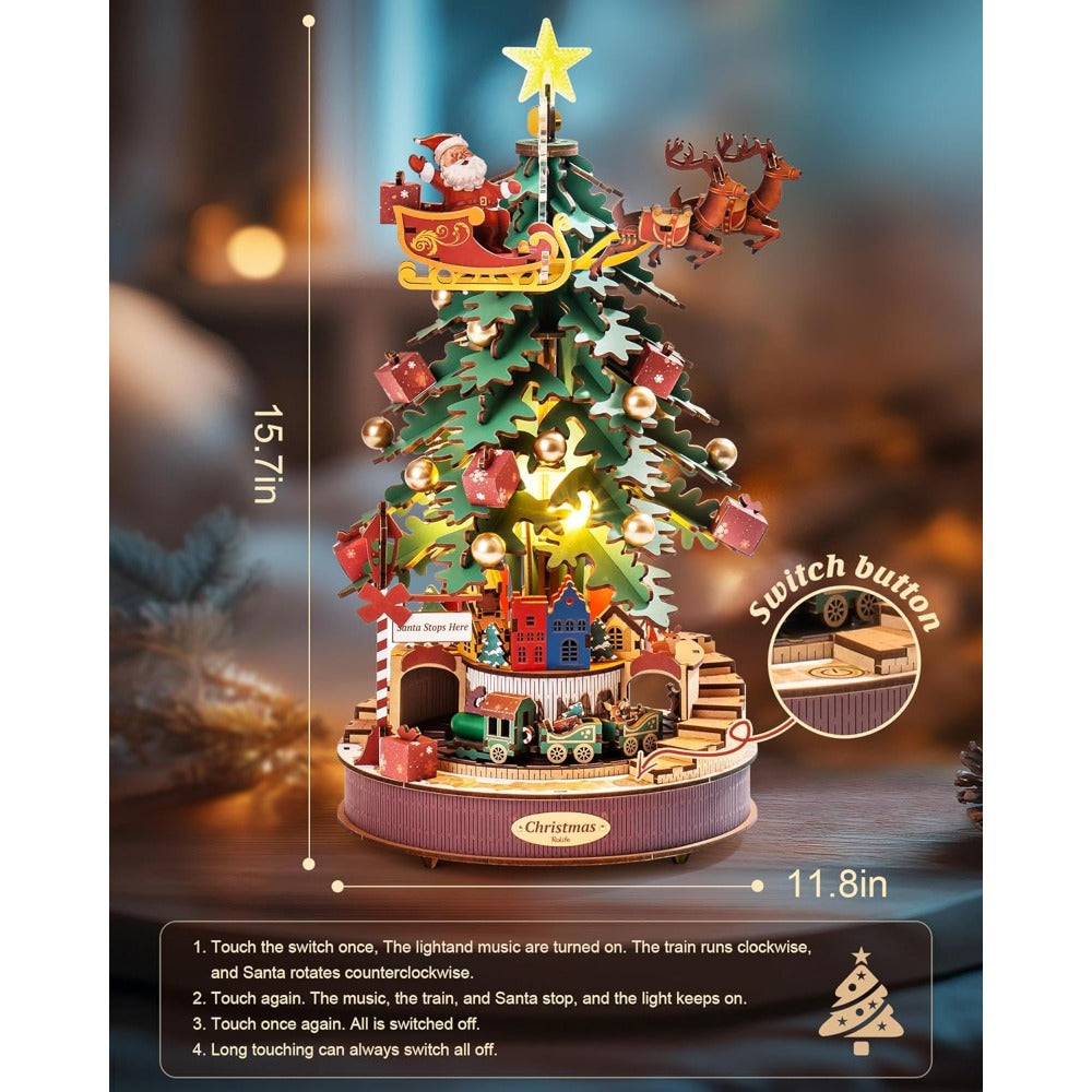 Rolife 3D Puzzles for Adults Wooden Musical Christmas Tree 319pcs