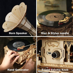 ROKR 3D Wooden Puzzles Gramophone for Adults