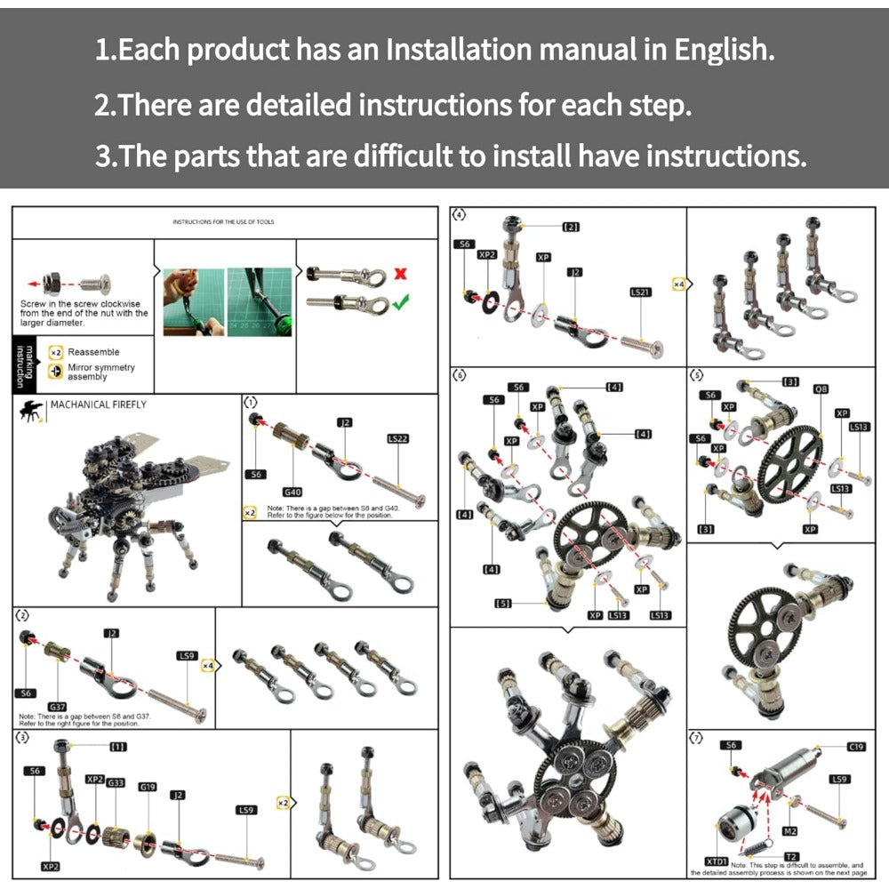 3D Puzzle DIY Model Kit Toy Firefly Assembley Metal 265pcs