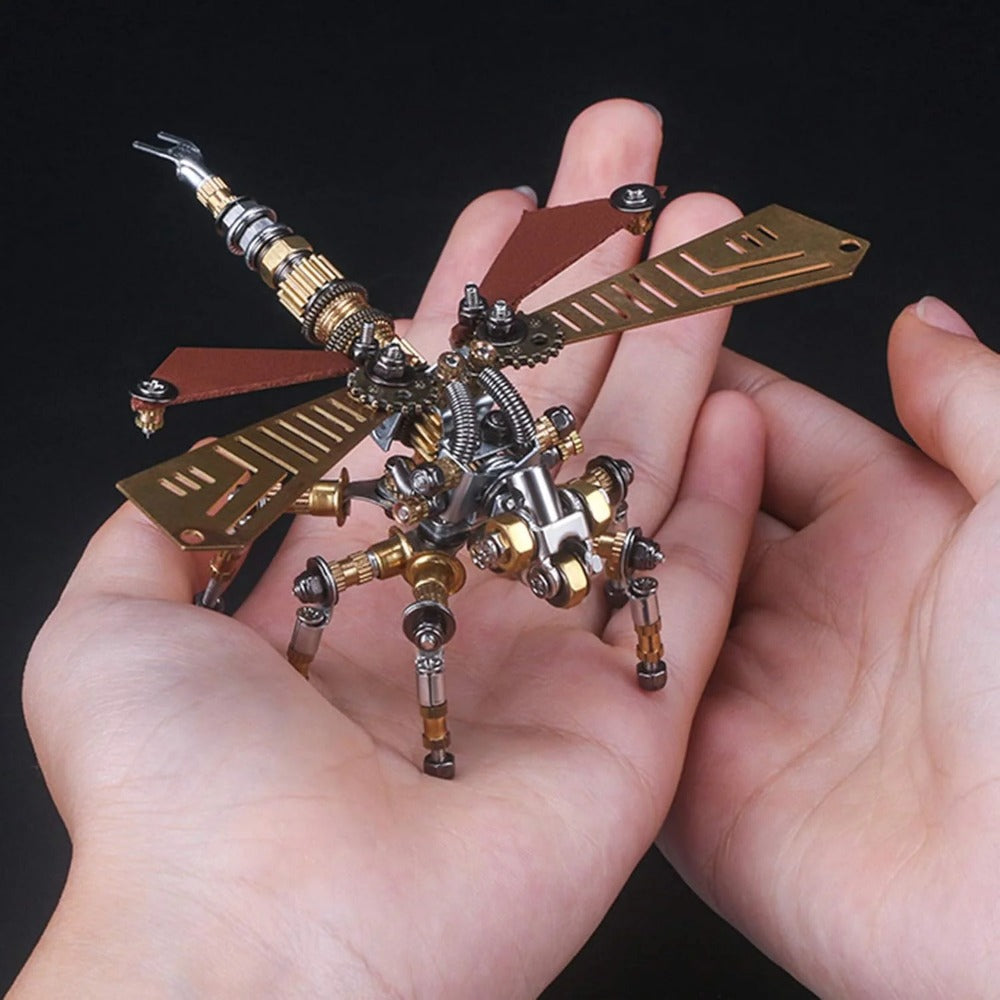 3D Metal Puzzle DIY Assembly Dragonfly Insect Model Stainless Steel Building Kit 243pcs