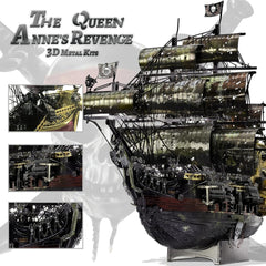 Piececool 3D Metal Puzzles for Adults, The Queen Anne's Revenge Pirate Ship Model Kits 439pcs