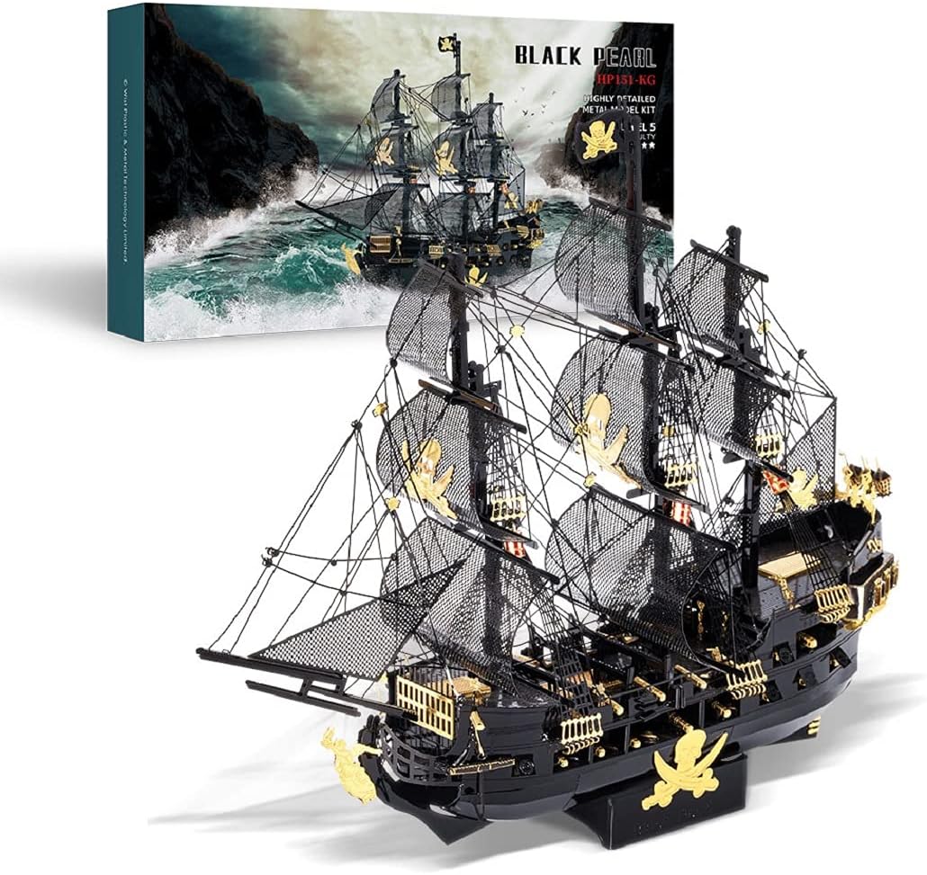 Piececool 3D Metal Puzzles for Adults, The Queen Anne's Revenge Pirate Ship Model Kits 439pcs