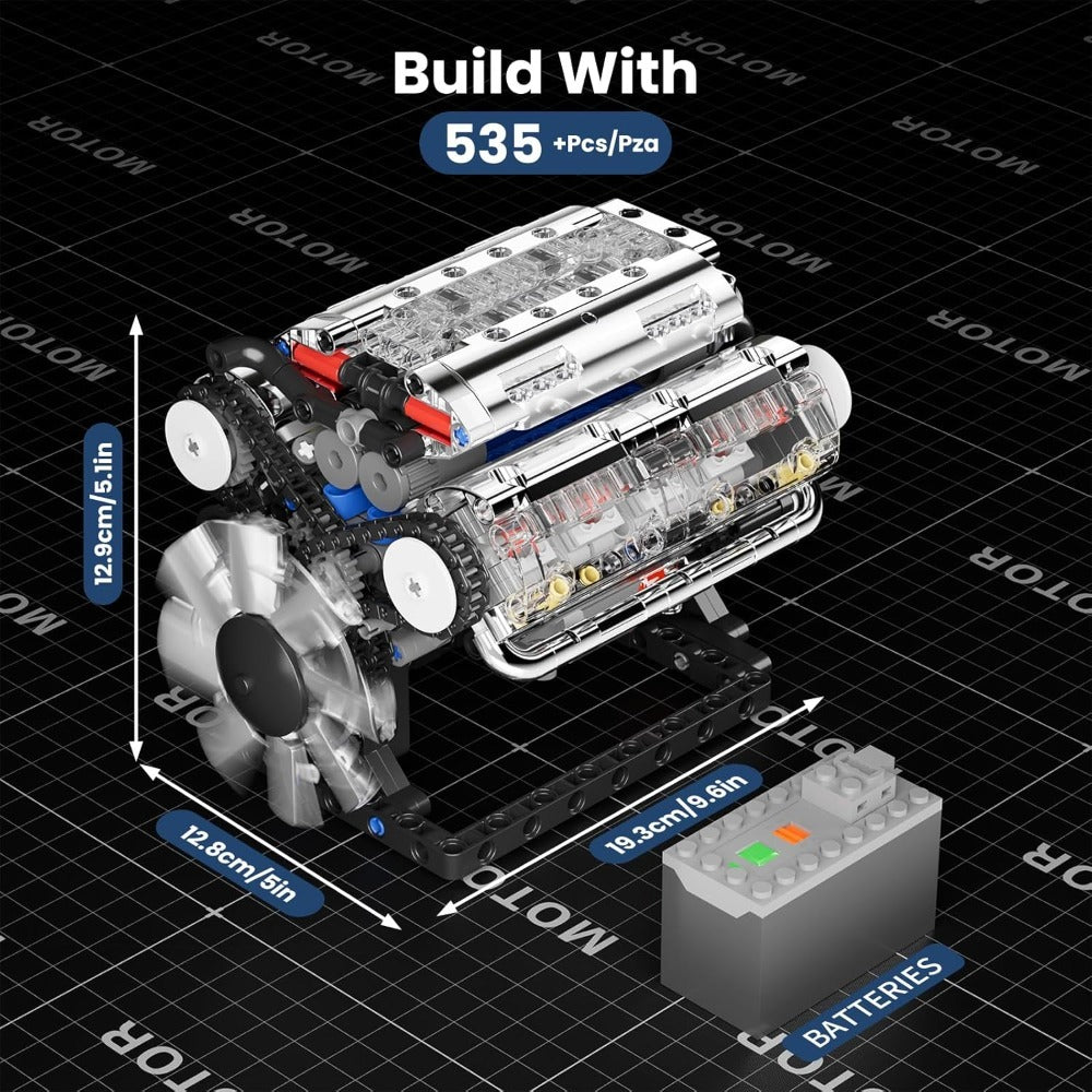 Mould King 10088 STEM Mini V8 Engine Kit Engine Building Blocks 535pcs