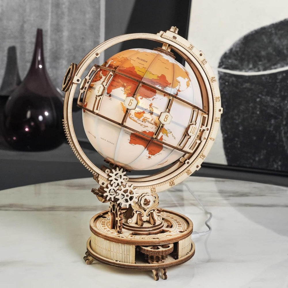 ROKR 3D Wooden Puzzles for Adults Illuminated Globe with Stand 180pcs