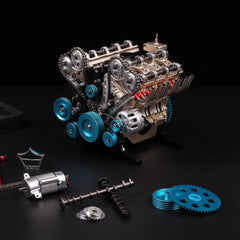 Teching V8 Engine Model kit That Runs Mechanical Metal Assembly DIY Car Engine Model Kit 500+Pcs