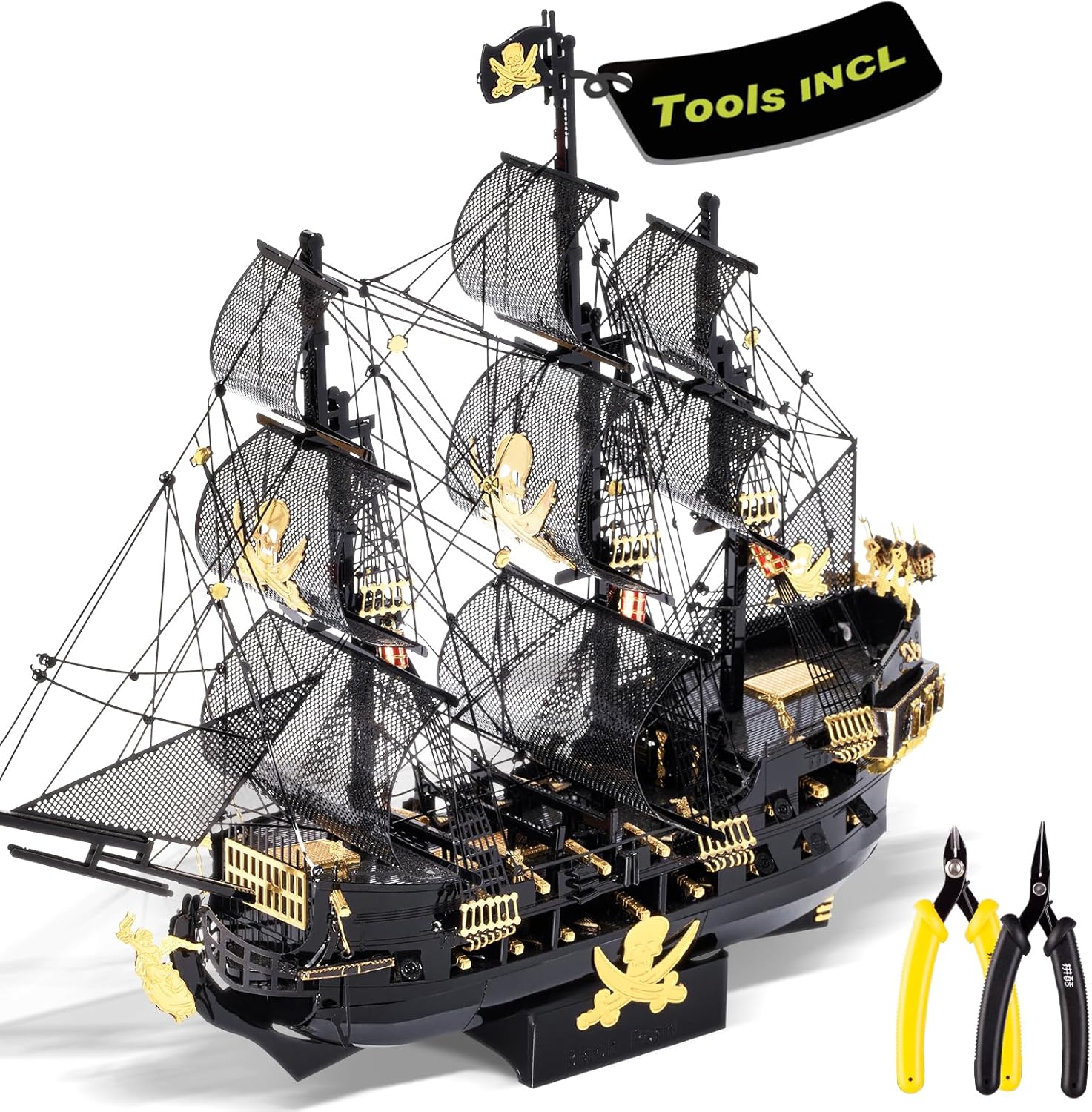 Piececool 3D Metal Puzzles for Adults, The Queen Anne's Revenge Pirate Ship Model Kits 439pcs