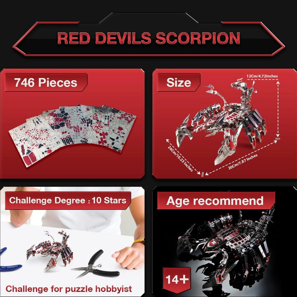 Microworld 3D Metal Puzzle Mechanical Red Devils Scorpion 746pcs