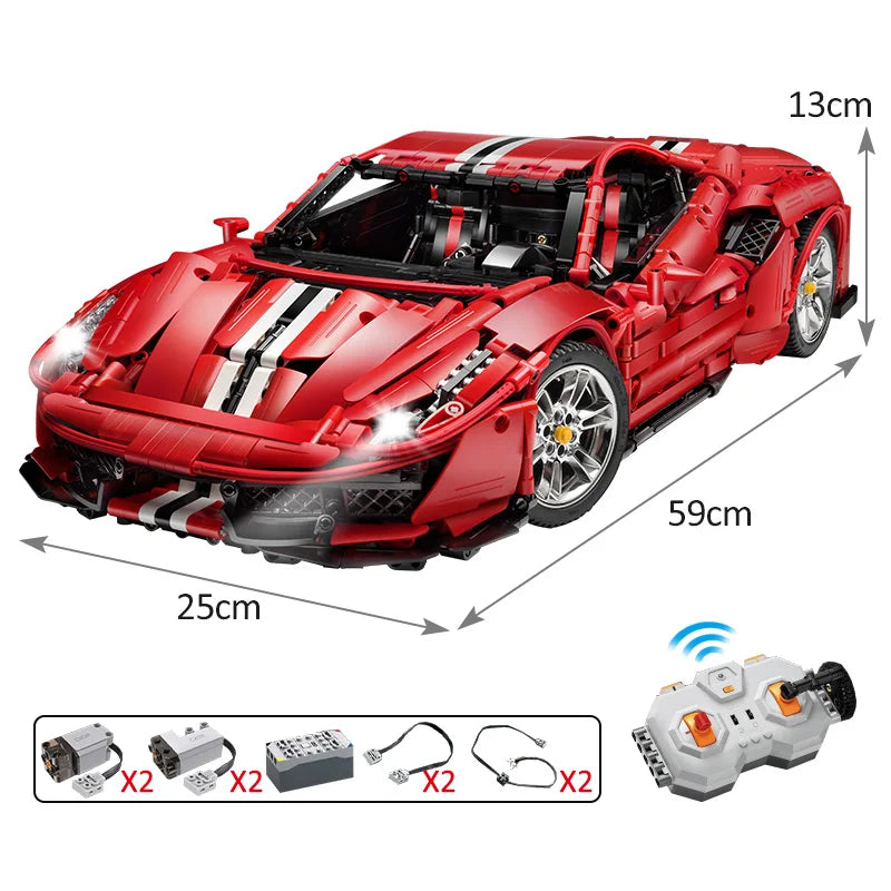 CADA Ferrari 488 Racing Car Building Blocks Red 3187pcs