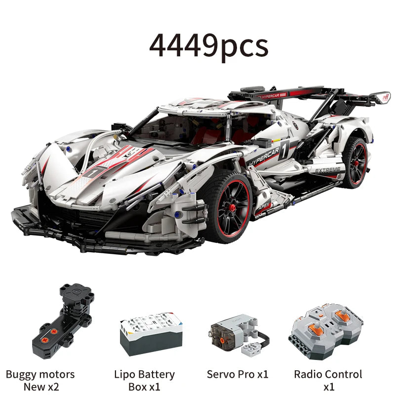 Cada 4449PCS 1:8 City Remote Control Apollo Racing Car V12 Hypercar Building Blocks