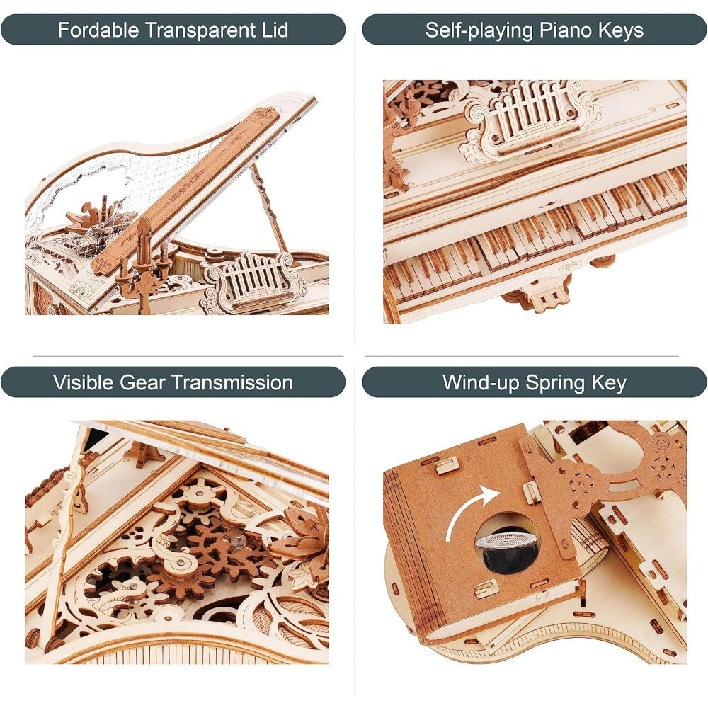 ROKR DIY 3D Wooden Puzzles Piano Model Kit for Adults 223pcs