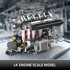 Mould King L4 Engine Building Blocks Sets, MOC Inline-Four Engine Scale Model Kit with Battery and Motor 1787pcs