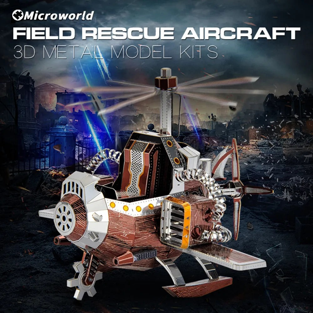 Microworld 3D Metal Puzzle Games Field Rescue Helicopter Model Kits 72pcs