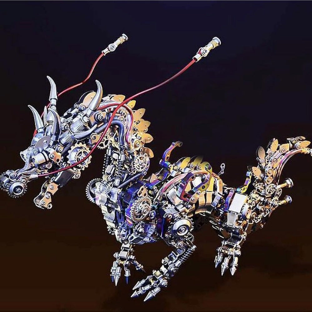 Mechanical 3D Metal Puzzles Chinese Dragon for Adults with Light 1300pcs