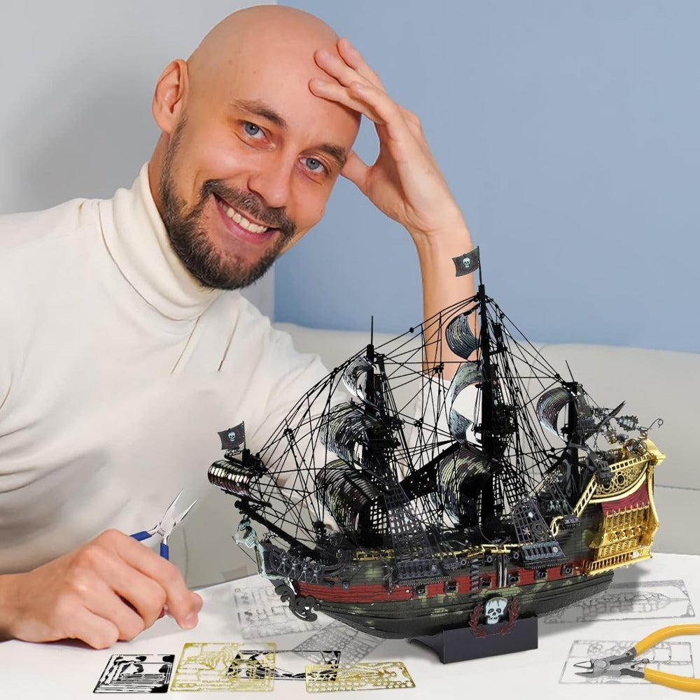 Piececool 3D Metal Puzzles for Adults, The Queen Anne's Revenge Pirate Ship Model Kits 439pcs