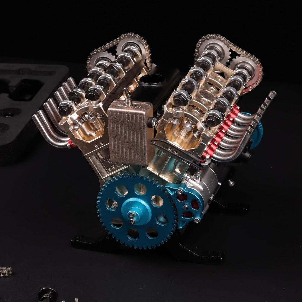 Teching V8 Engine Model kit That Runs Mechanical Metal Assembly DIY Car Engine Model Kit 500+Pcs