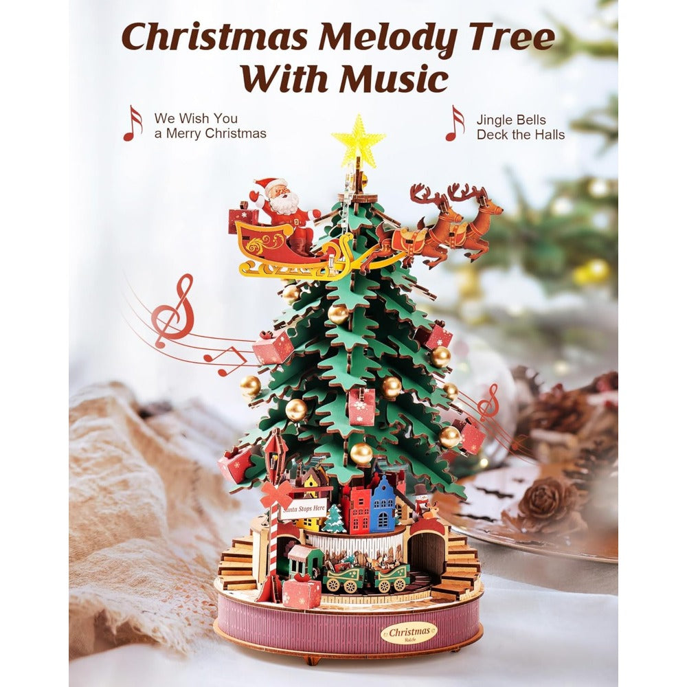 Rolife 3D Puzzles for Adults Wooden Musical Christmas Tree 319pcs