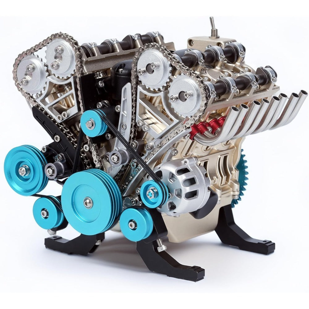 Teching V8 Engine Model kit That Runs Mechanical Metal Assembly DIY Car Engine Model Kit 500+Pcs